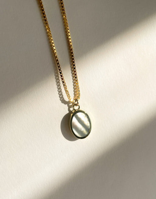 Legier :: Mother of Pearl Brass/GF Oval Signet Necklace