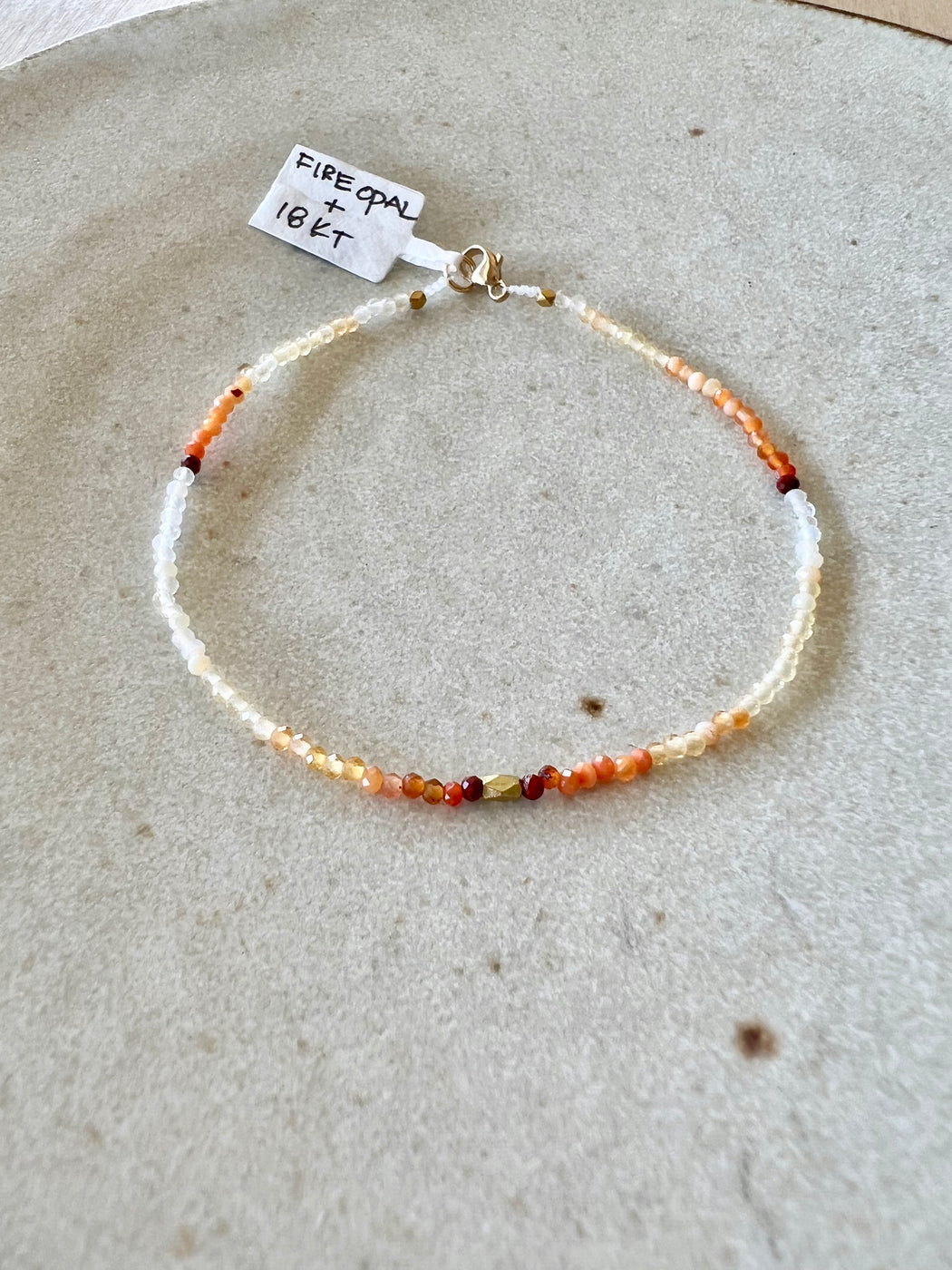 Margaret Solow :: Fire Opal + 18kt Bead Bracelet