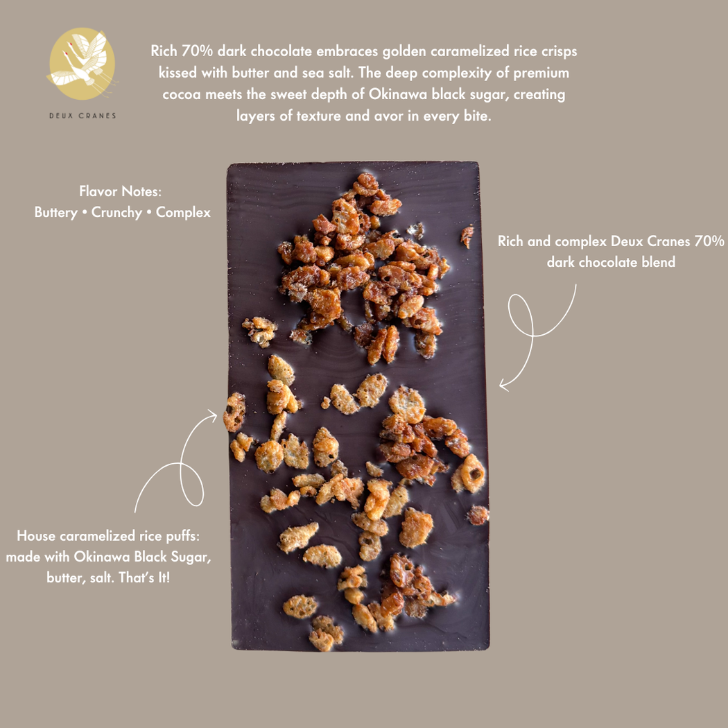 Deux Cranes :: Dark Chocolate with Golden Rice Crisps