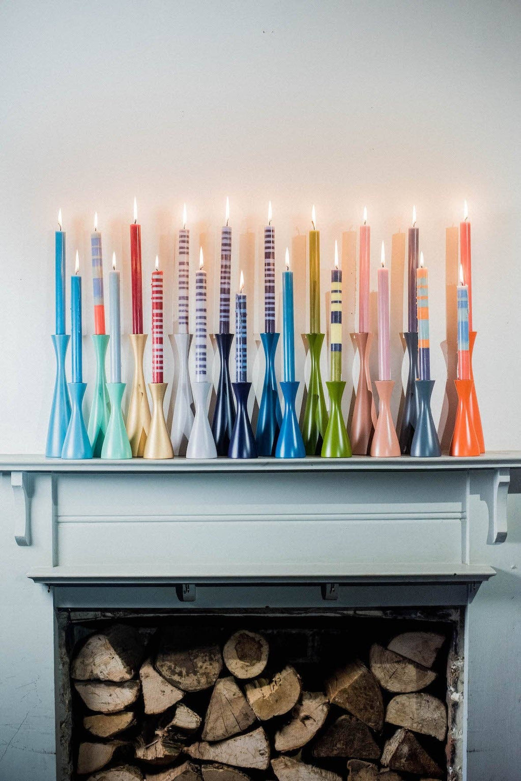 British Colour Standard :: 10" Striped Dinner Candles, Box of 6