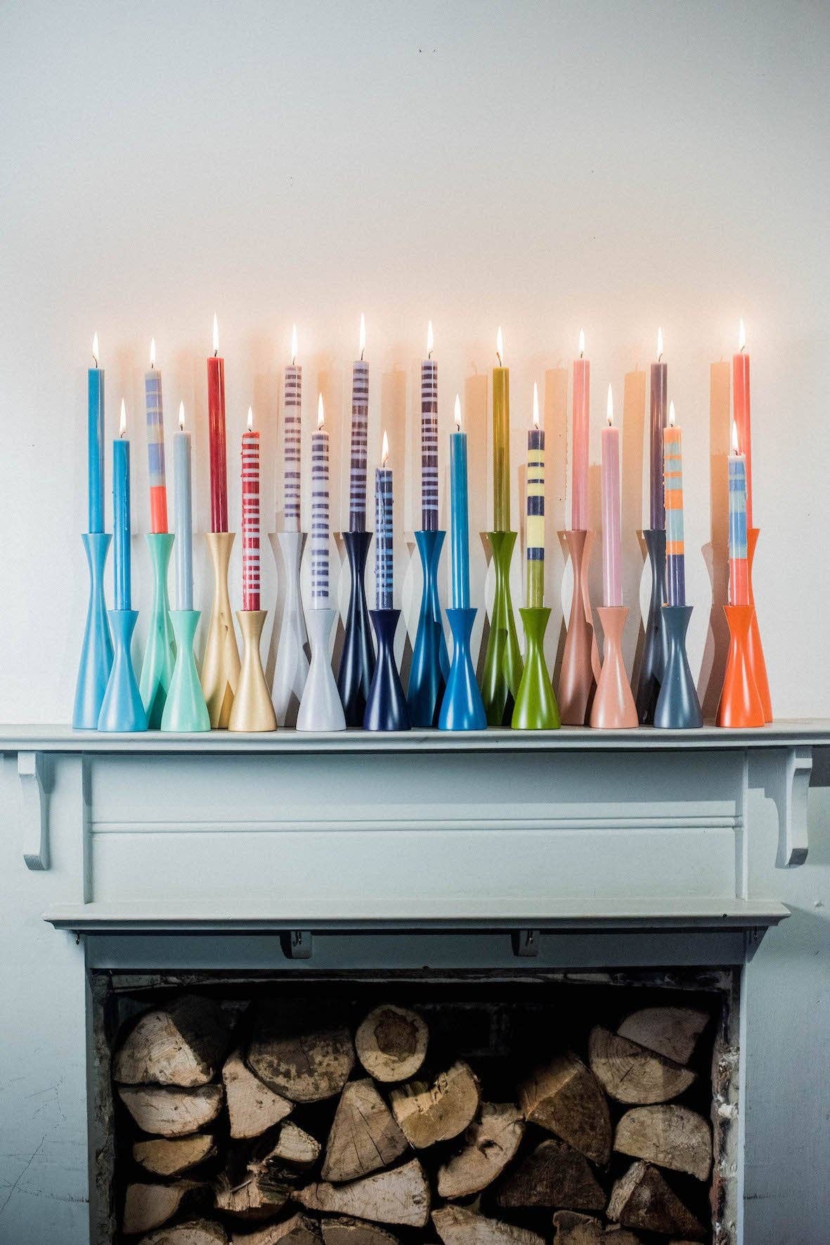 British Colour Standard :: 10" Striped Dinner Candles, Box of 6