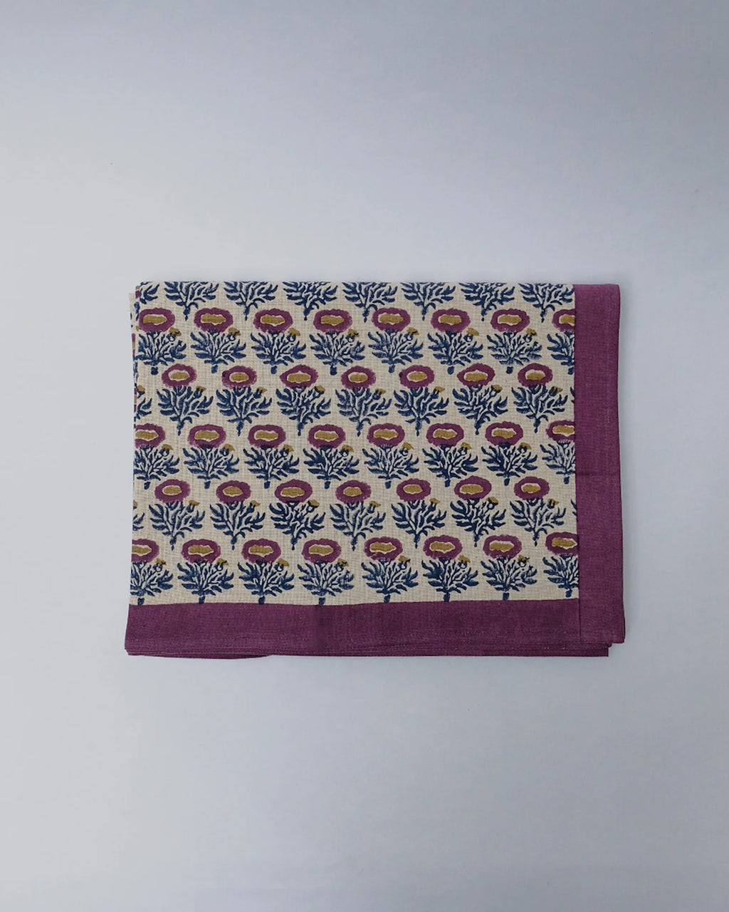 Soil to Studio :: Rumi Tablecloth, 60x110" Blue Fern and Plum