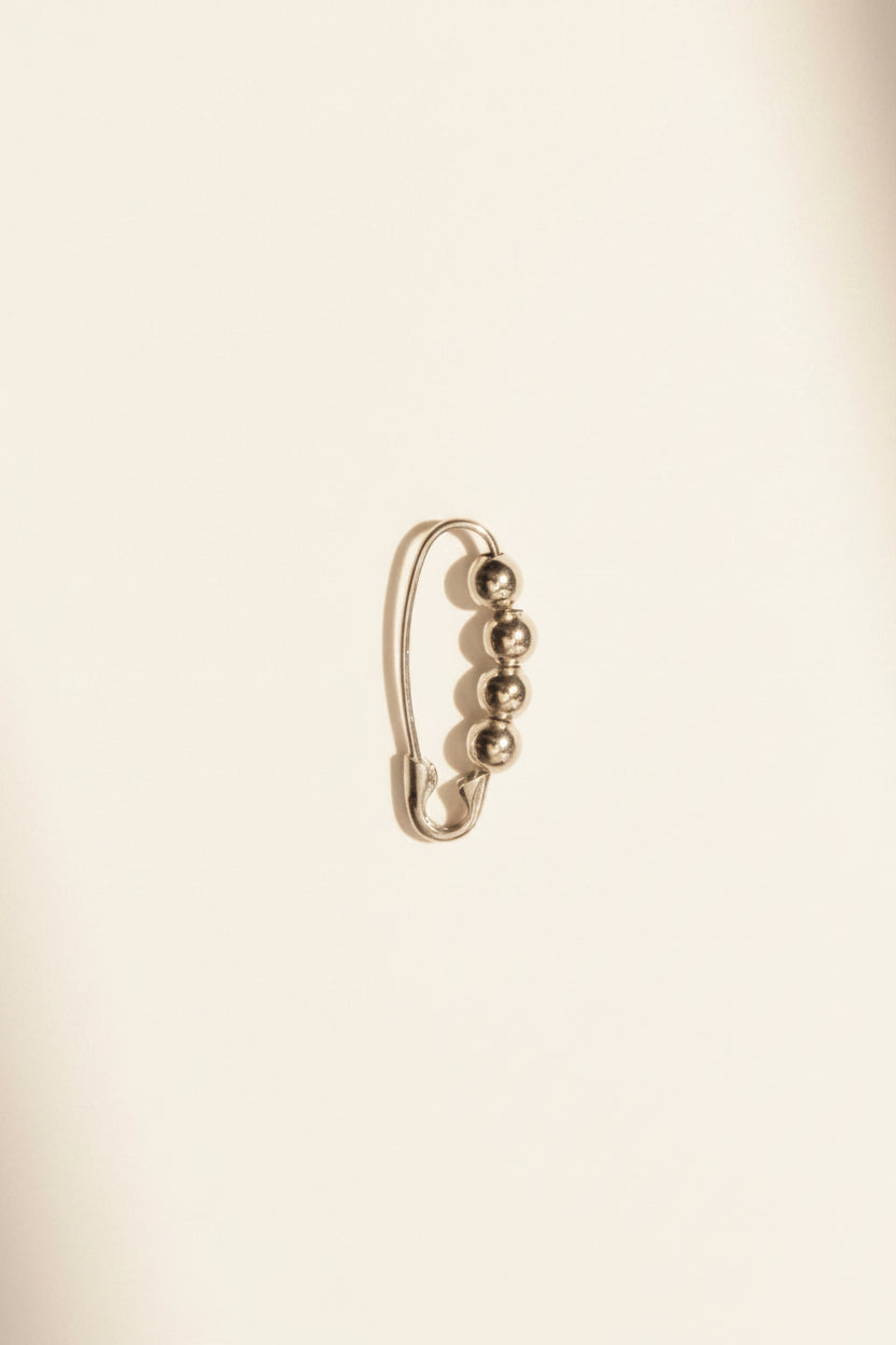 Loren Stewart :: Safety Pin Bead Earring SINGLE, Sterling Silver