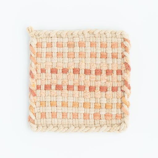 Kate Kilmurray :: Hand Dyed Pot Holder, Soft Peach, Mauve & Flax