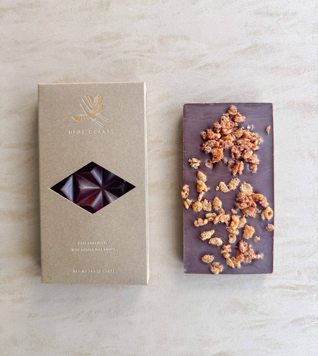 Deux Cranes :: Dark Chocolate with Golden Rice Crisps