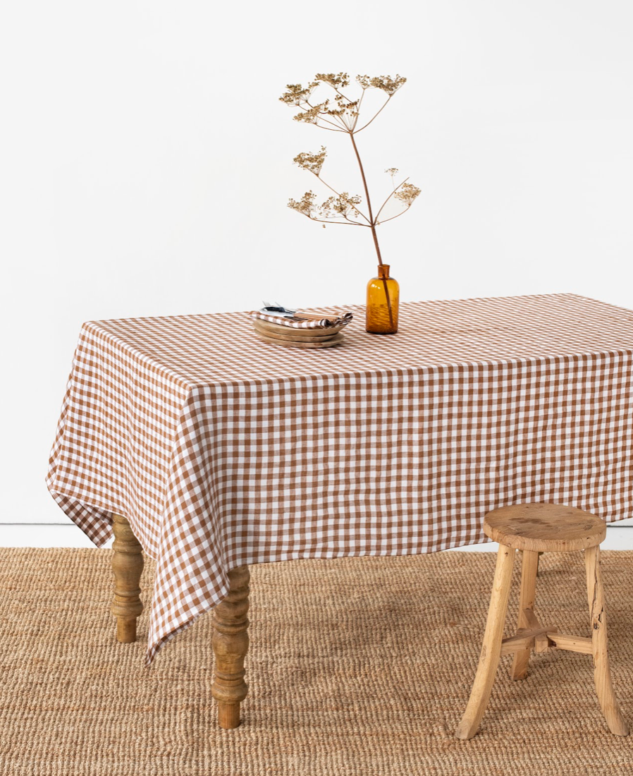 MagicLinen ::MagicLinen :: Linen Tablecloth, Cinnamon Gingham