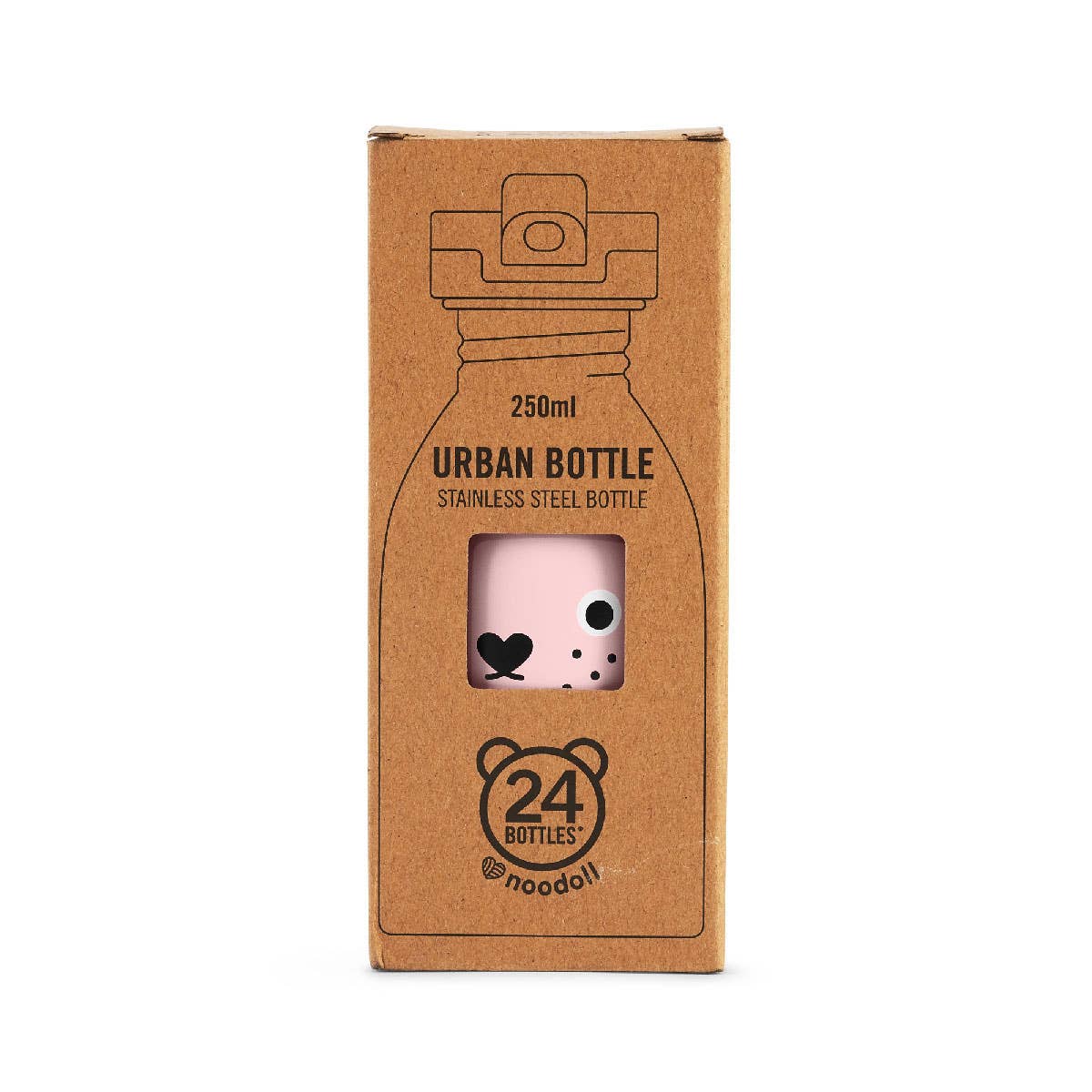Noodoll :: Stainless Steel Water Bottle, Ricecarrot Rabbit Pink