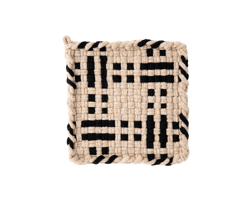 Kate Kilmurray :: Pot Holder, Flax, Black
