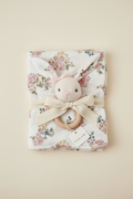 Mon Ami :: Parisian Floral Swaddle and Petit Bunny Rattle Gift Set