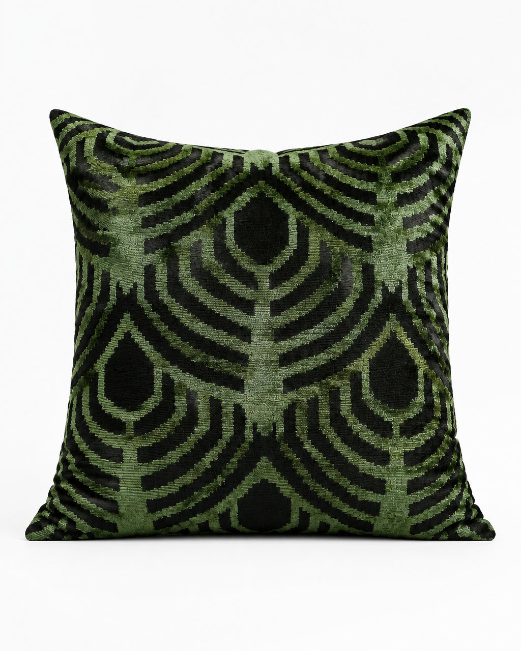 Ikat Green and Black Pillow w/Insert