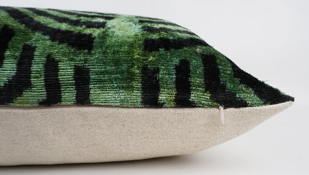Ikat Green and Black Pillow w/Insert