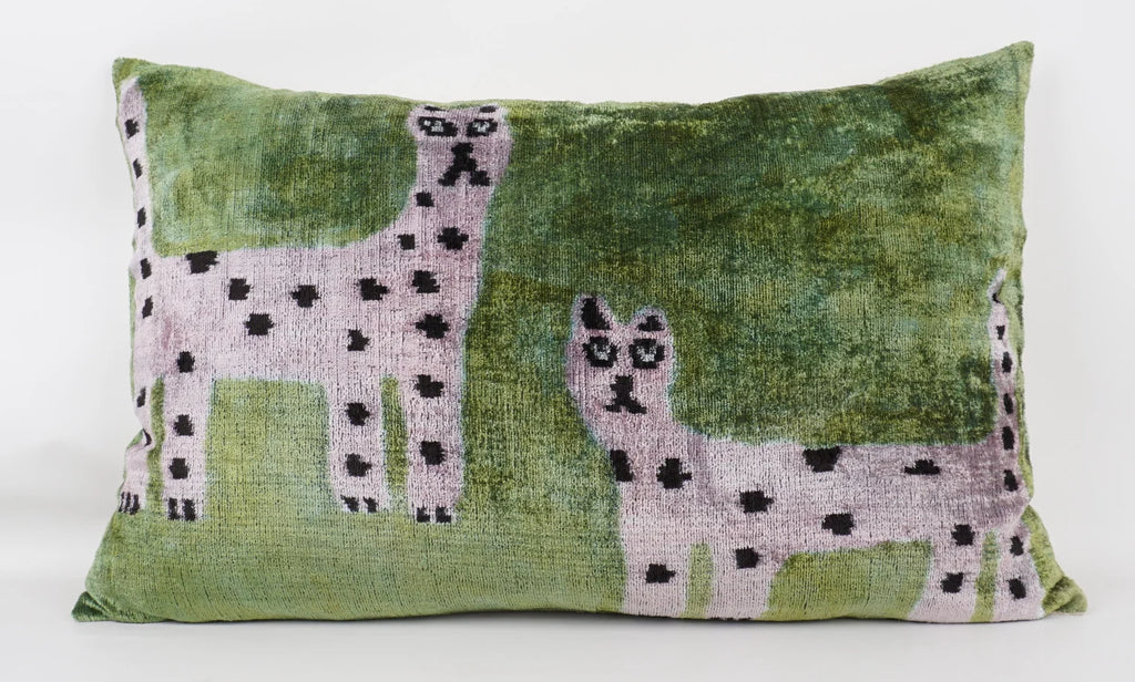 Ikat Snow Leopard Pillow w/Insert