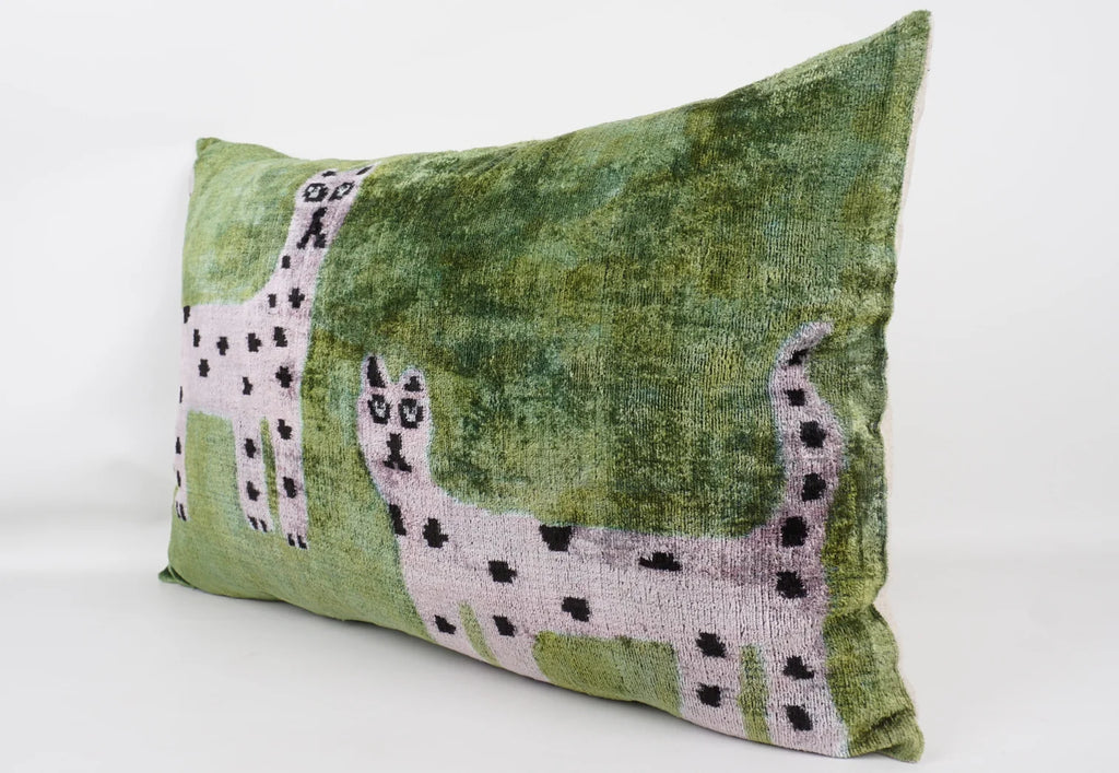 Ikat Snow Leopard Pillow w/Insert