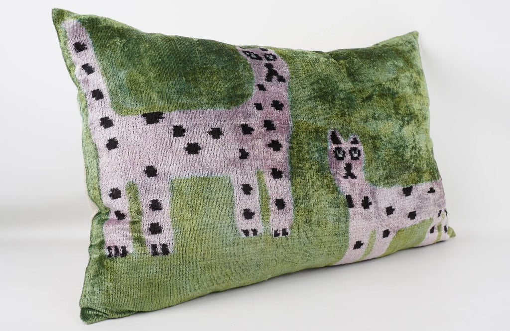 Ikat Snow Leopard Pillow w/Insert