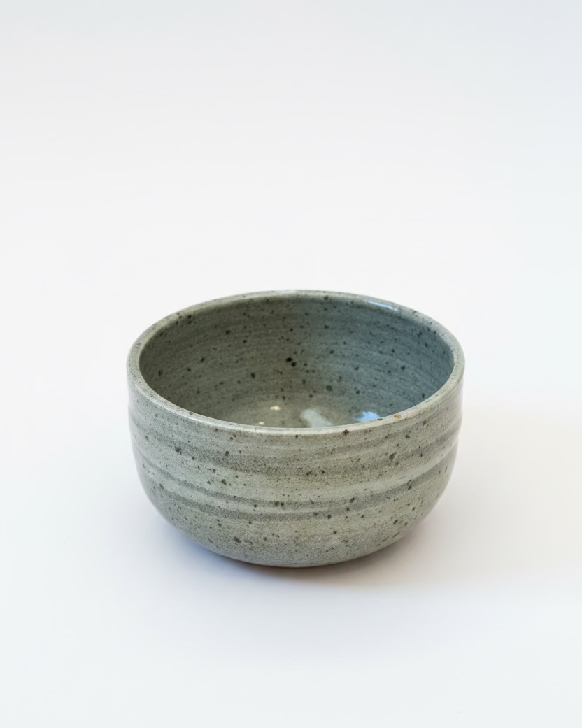 Sharon Mann :: Rice Bowl, Soft Grey Stripe Glaze