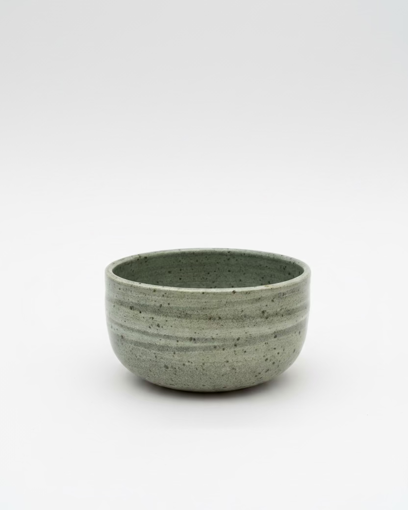 Sharon Mann :: Rice Bowl, Soft Grey Stripe Glaze