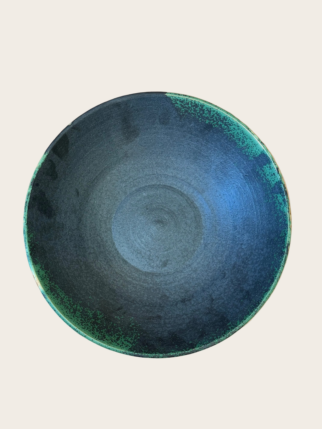 Sharon Mann :: Serving Bowl, Moss Green w/ Black