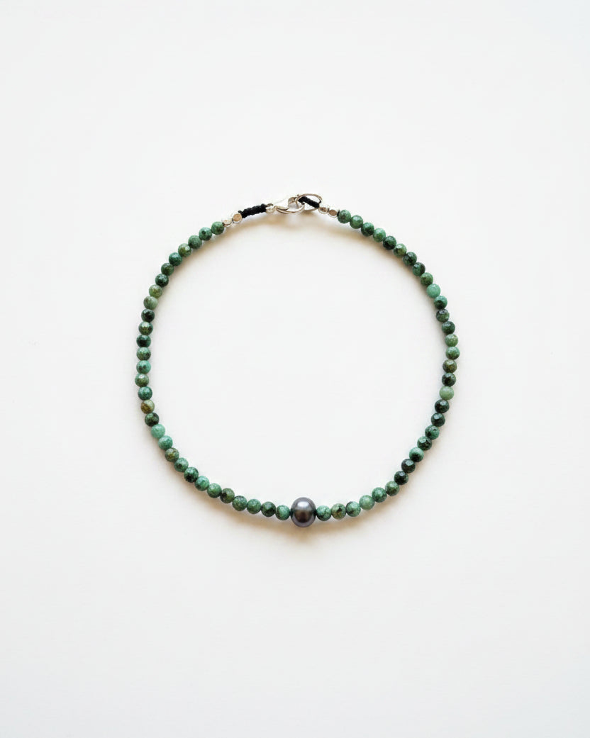 Margaret Solow :: Chrysocolla and Pearl Bracelet