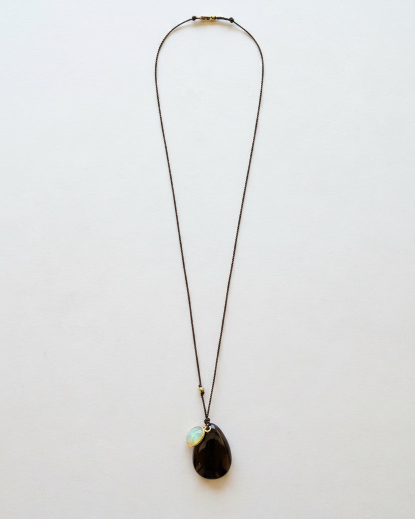 Margaret Solow :: Obsidian and Opal Necklace, 18kt
