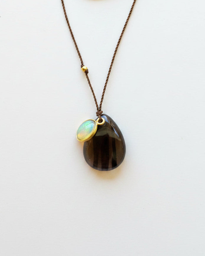 Margaret Solow :: Obsidian and Opal Necklace, 18kt