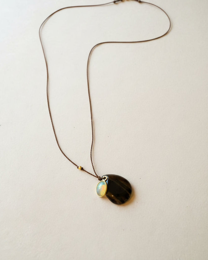 Margaret Solow :: Obsidian and Opal Necklace, 18kt