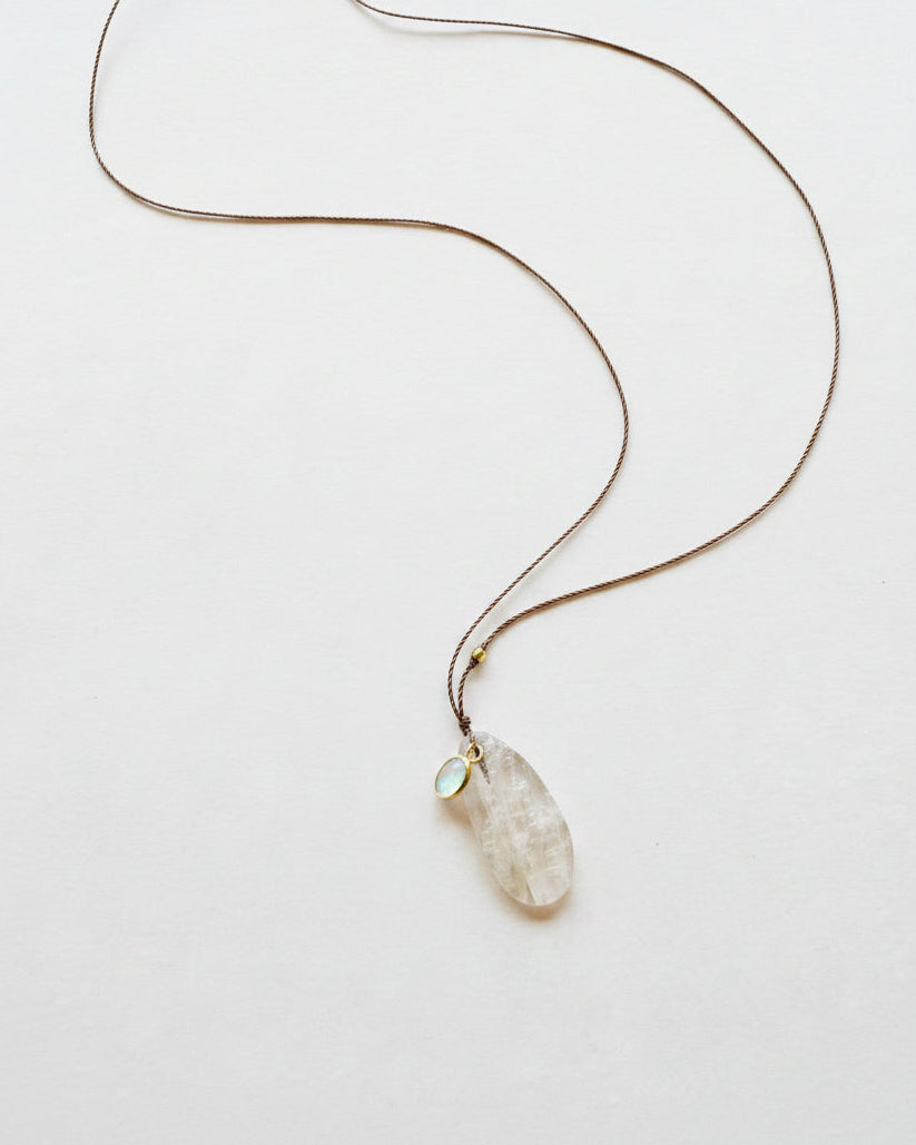 Margaret Solow :: Teardrop Moonstone and Sapphire Necklace, 18kt