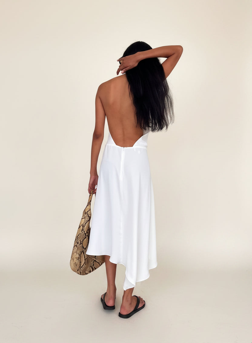 Sloan :: Crepe Asymmetrical Halter Dress
