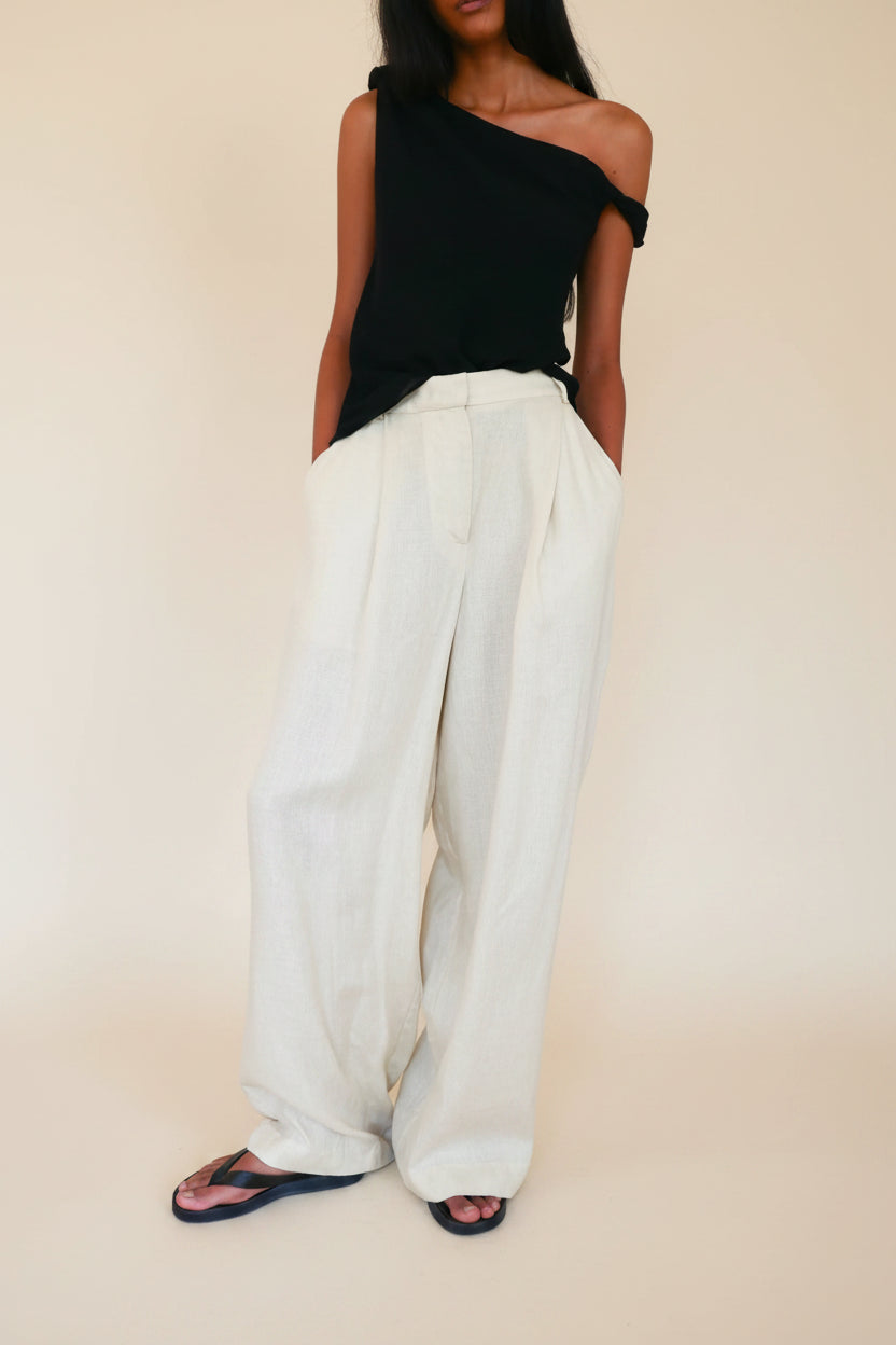 Sloan :: Linen Wide Leg Pleated Trouser