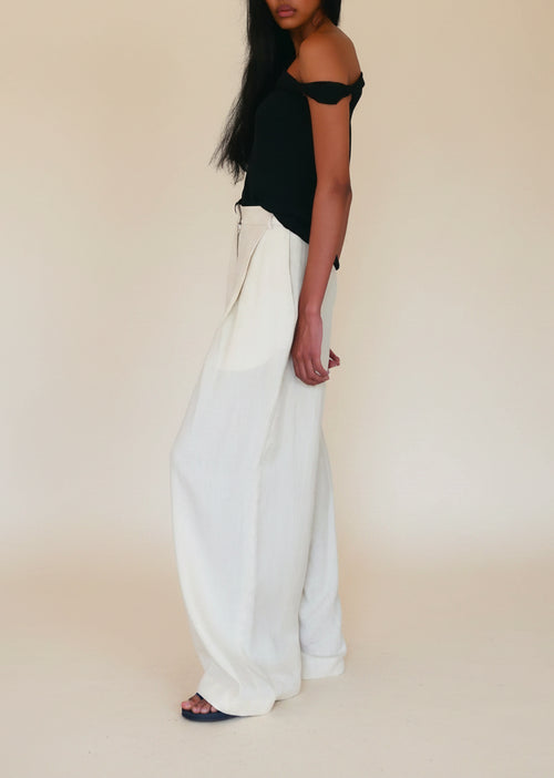 Sloan :: Linen Wide Leg Pleated Trouser