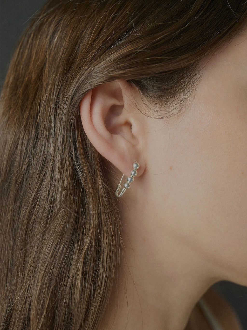 Loren Stewart :: Safety Pin Bead Earring SINGLE, Sterling Silver