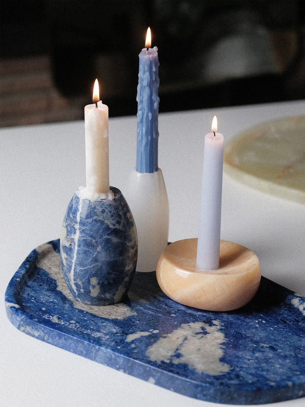 Loren Stewart :: Ovoid Candle Holder, Blue Marble