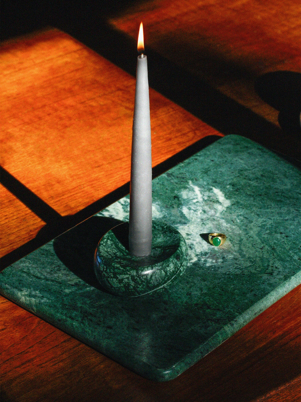 Loren Stewart :: Bialy Candle Holder, Green Indian Marble