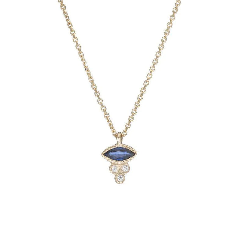 Jennie Kwon :: Marquise Sapphire Crown 16" Necklace