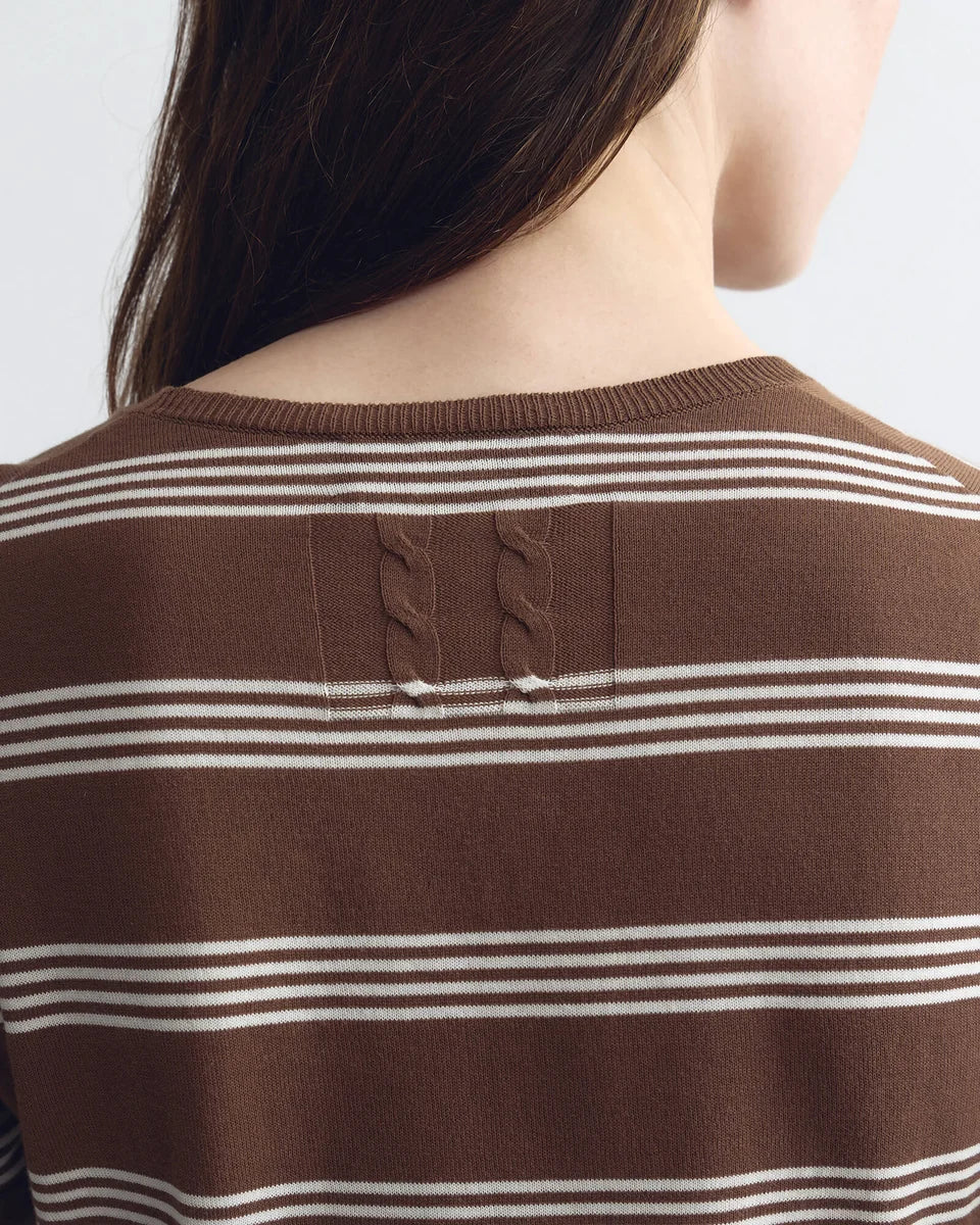 Nili Lotan :: Lanise Stripe Sweater, Brown/Ivory