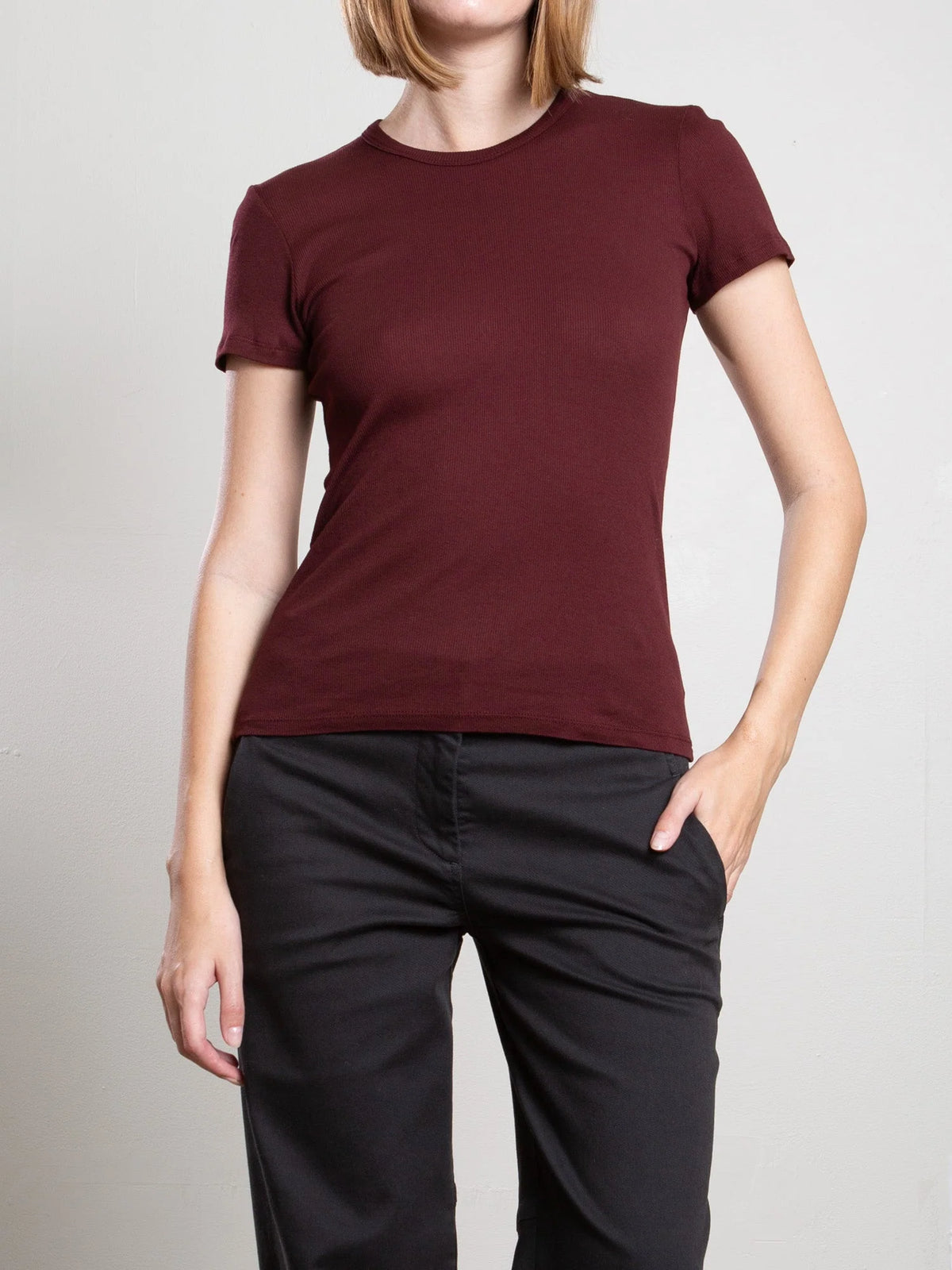Pharaoh Collection :: Hazel Lightweight Rib Tee, Marsala