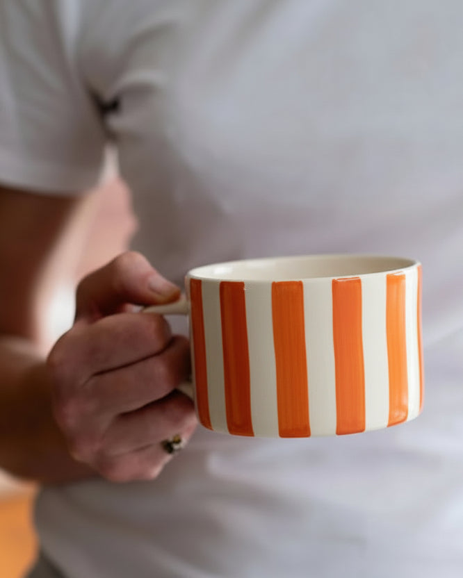 Musango :: Candy Stripe Mug, Tangerine