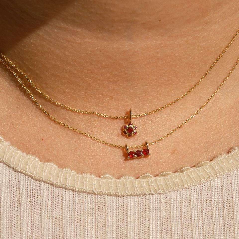 Jennie Kwon :: Ruby Flower Necklace, 16"