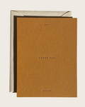 A textured brown kraft paper greeting card with a matching envelope behind it, featuring the embossed text 'CAN'T THANK YOU ENOUGH' on a light cream background.
