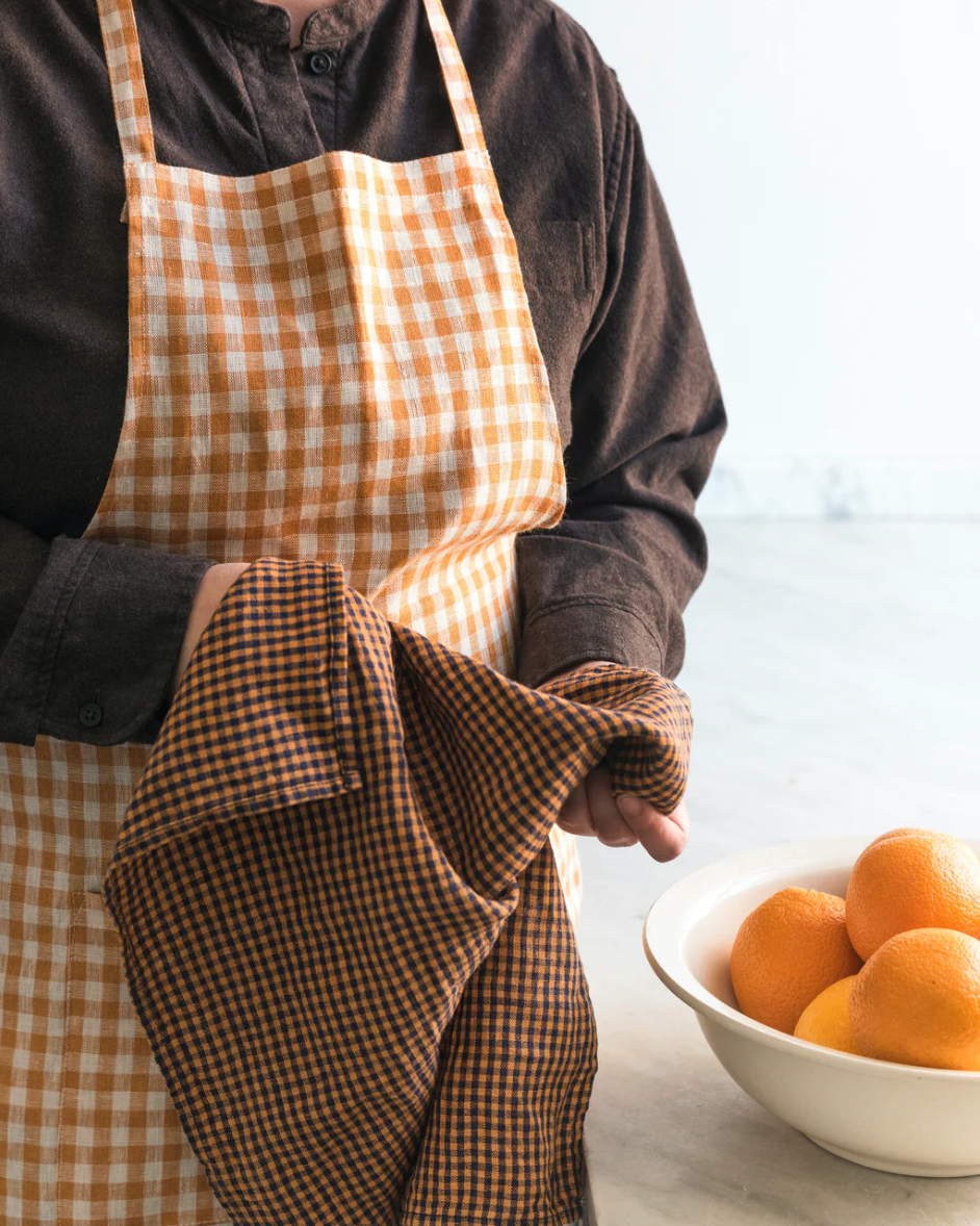 Fog Linen :: Kitchen Cloth, Minnie, Orange/Navy Check