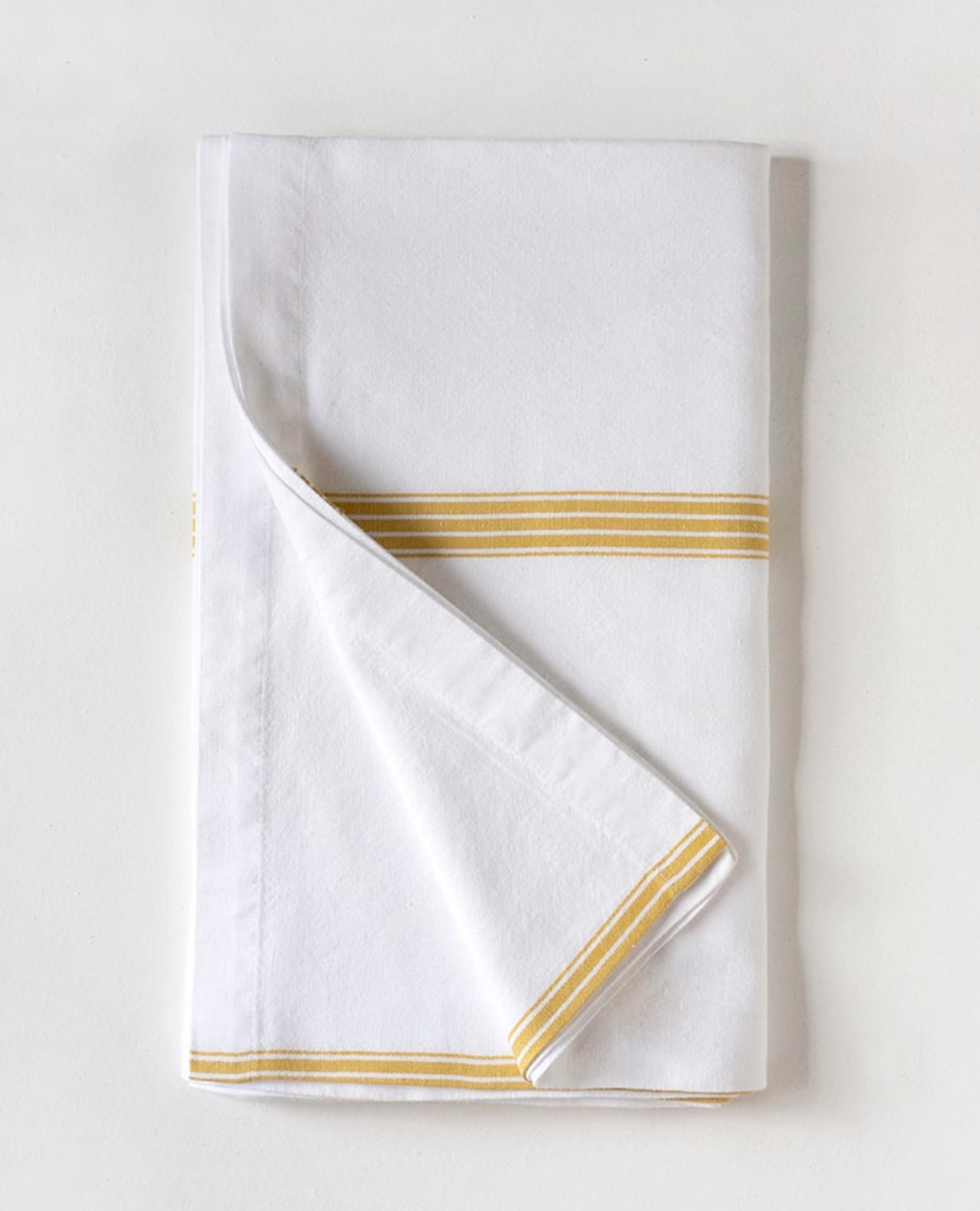 Mungo :: White Tablecloth w/ Yellow Stripe