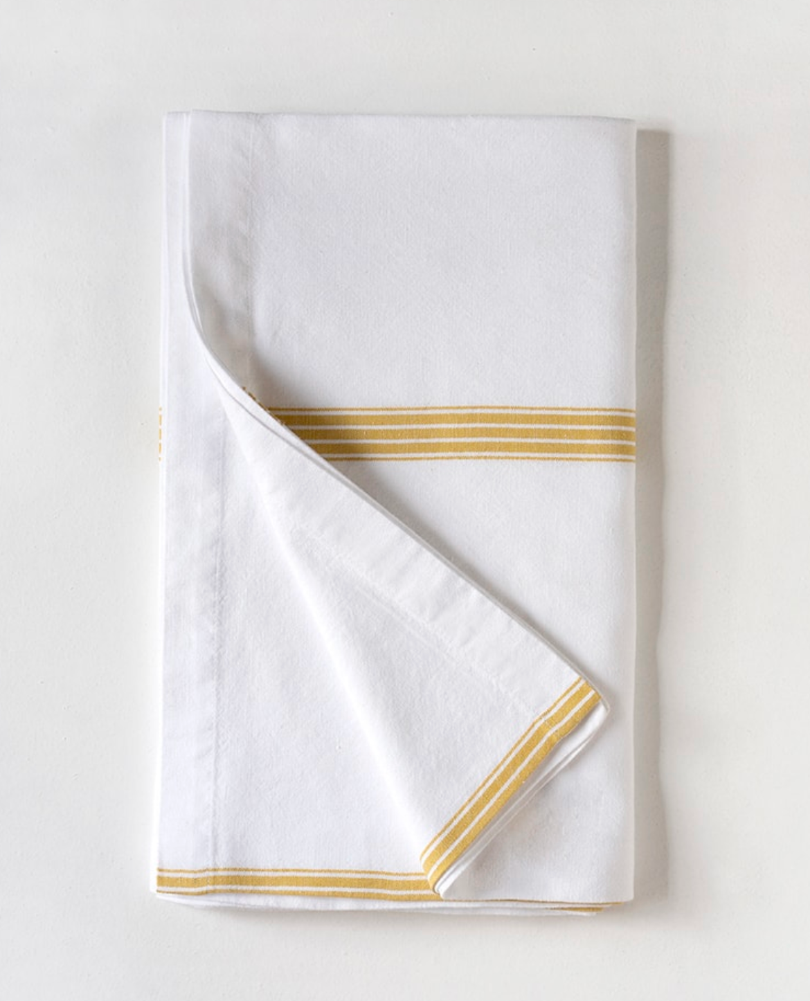Mungo :: White Tablecloth w/ Yellow Stripe