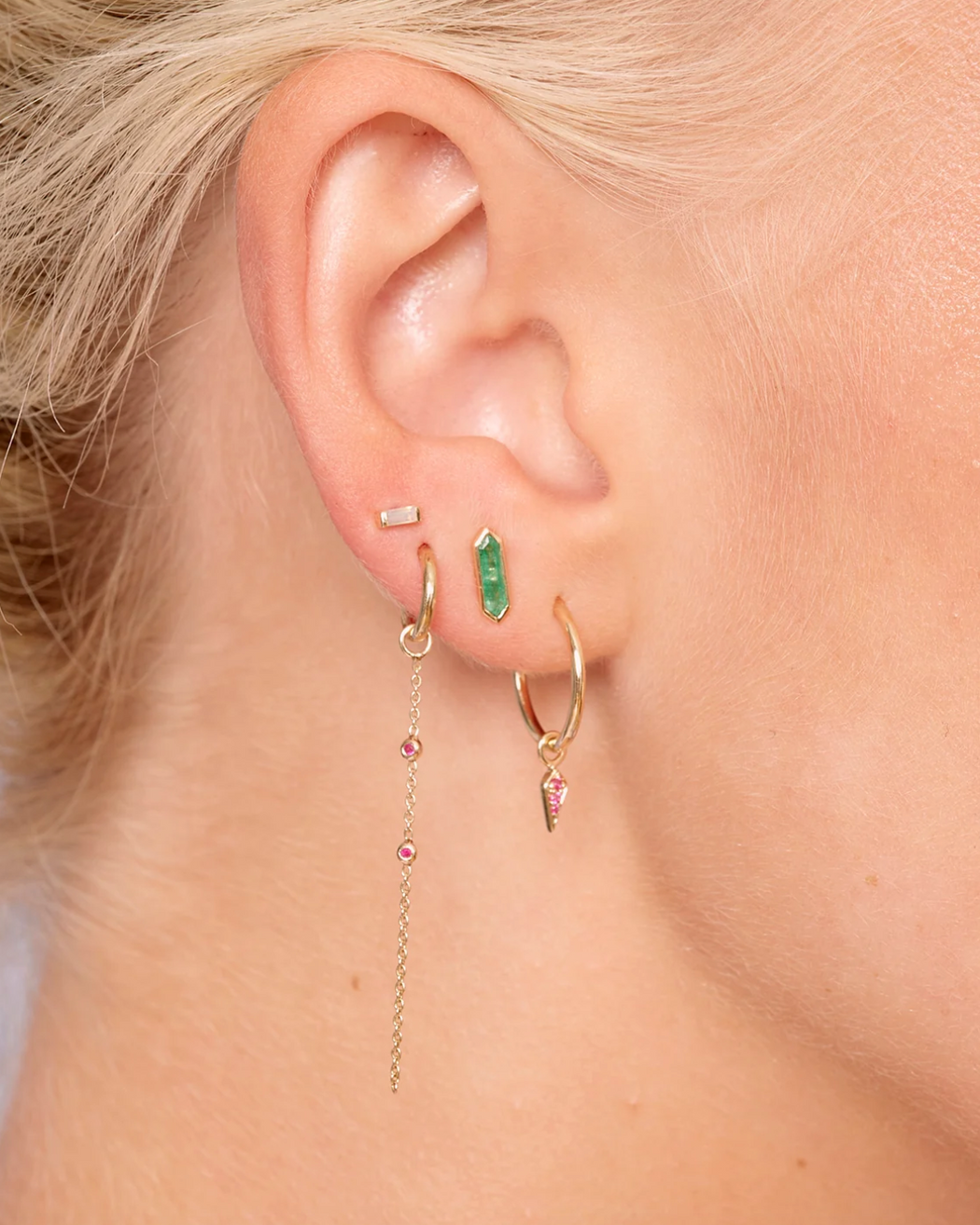 Metier Jewelry :: Mini Baguette Gemstone Stud, Tanzanite