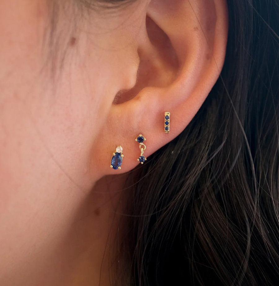 Gjenmi :: Crown Earring, Blue Sapphire SINGLE