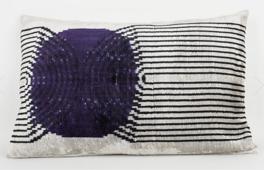 Ikat Aubergine Geo Pillow w/Insert