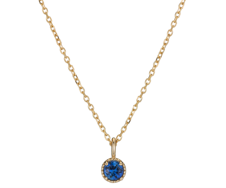 Jennie Kwon :: Blue Sapphire Milgrain Necklace