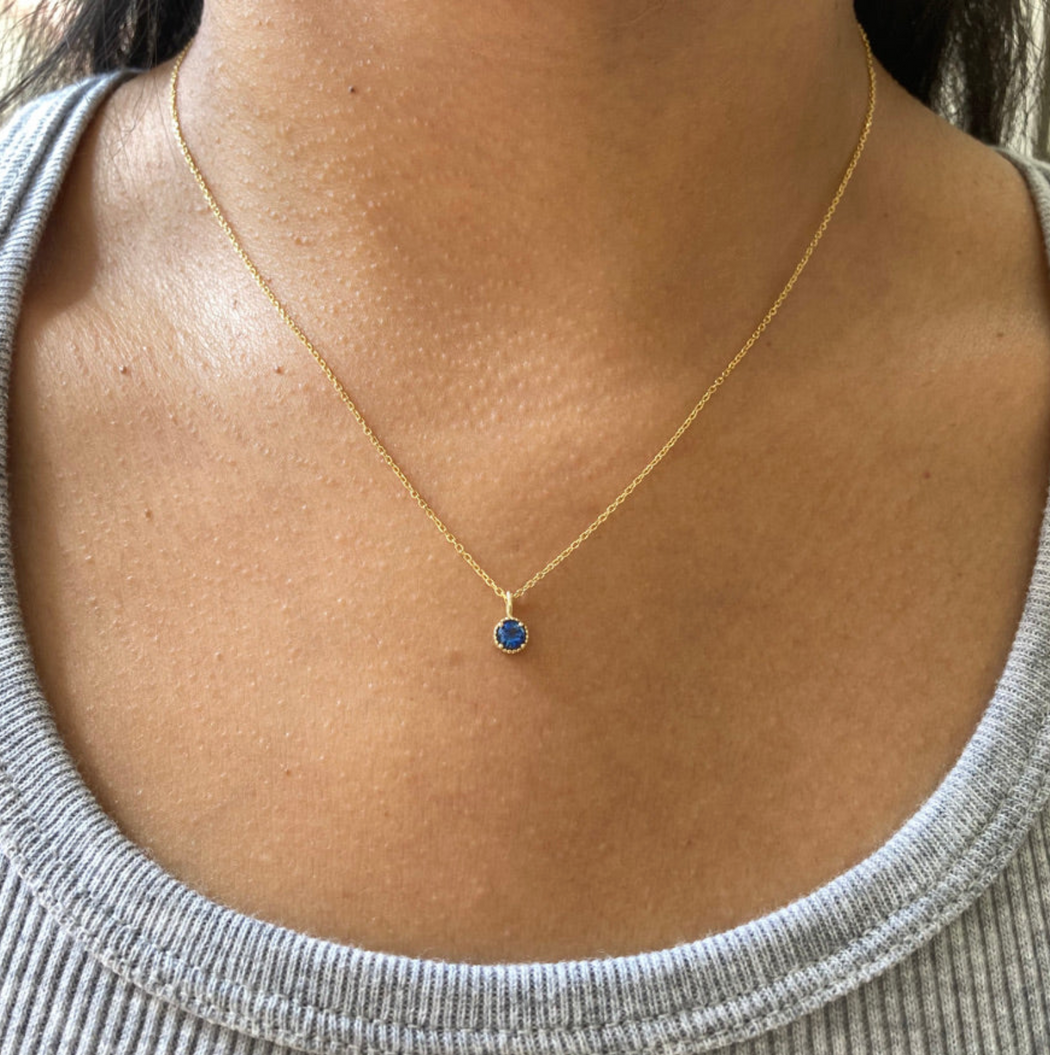Jennie Kwon :: Blue Sapphire Milgrain Necklace