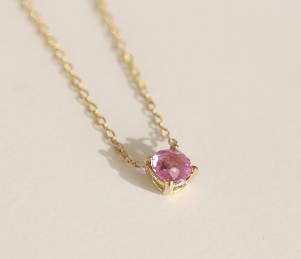Jennie Kwon :: Pink Rose Cut Solitaire Necklace