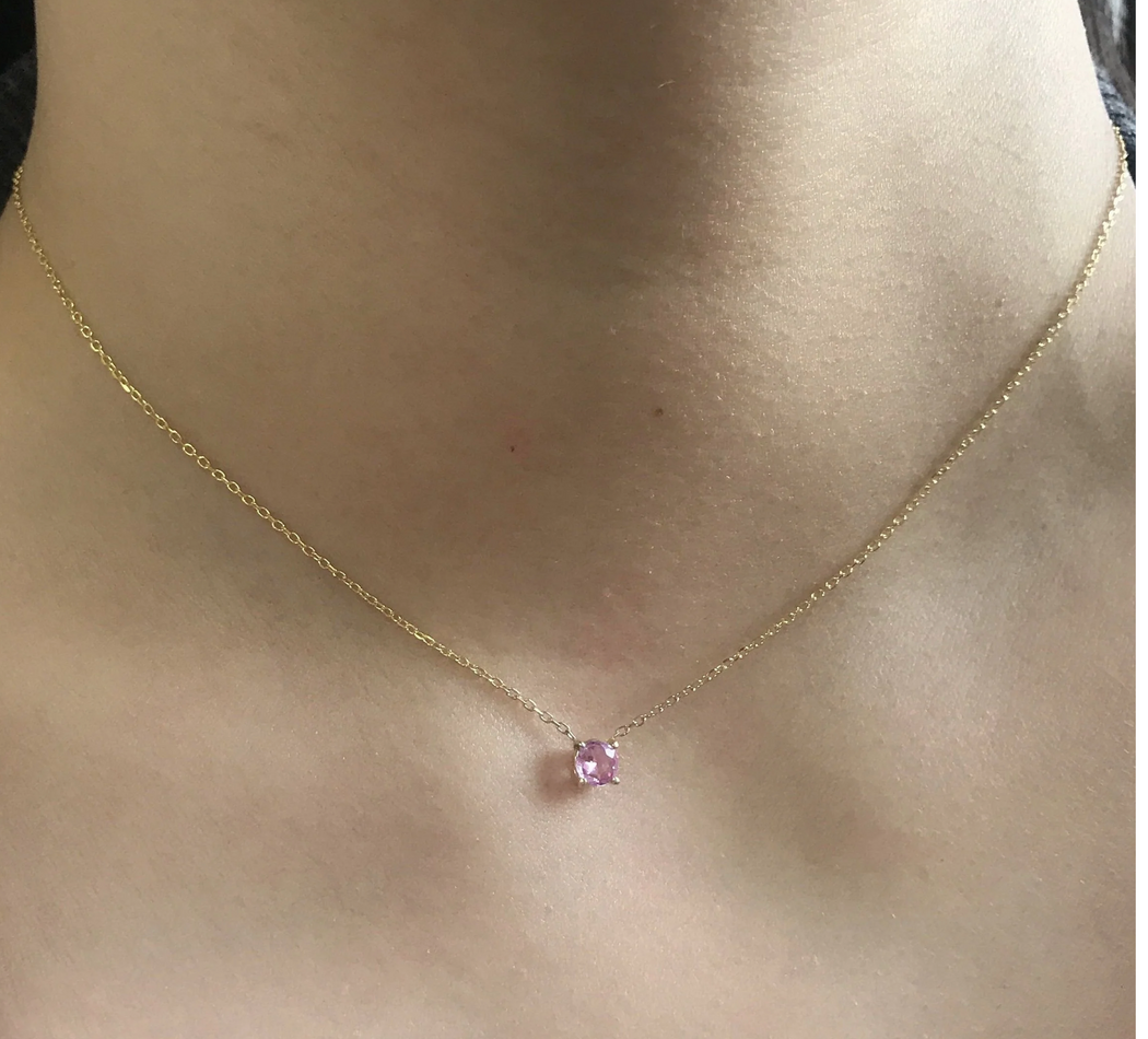 Jennie Kwon :: Pink Rose Cut Solitaire Necklace