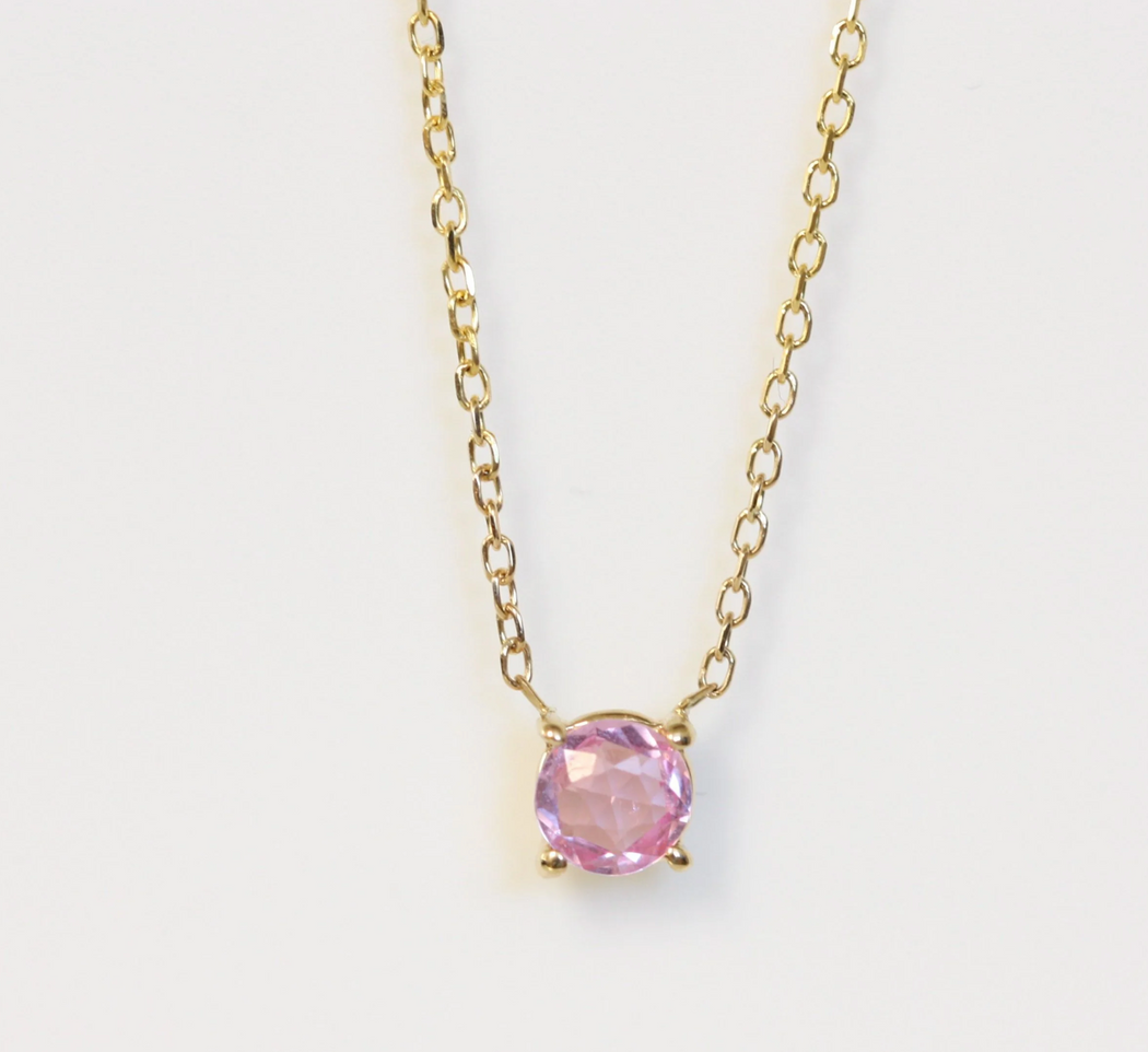 Jennie Kwon :: Pink Rose Cut Solitaire Necklace