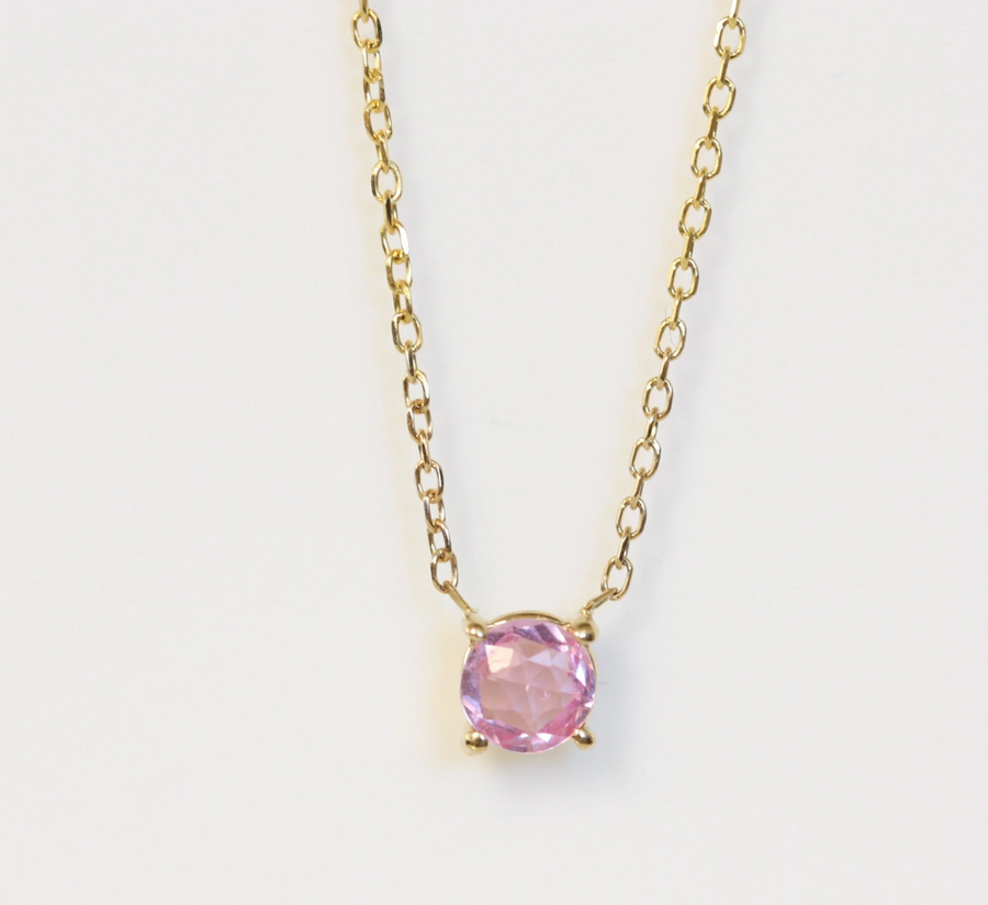 Jennie Kwon :: Pink Rose Cut Solitaire Necklace
